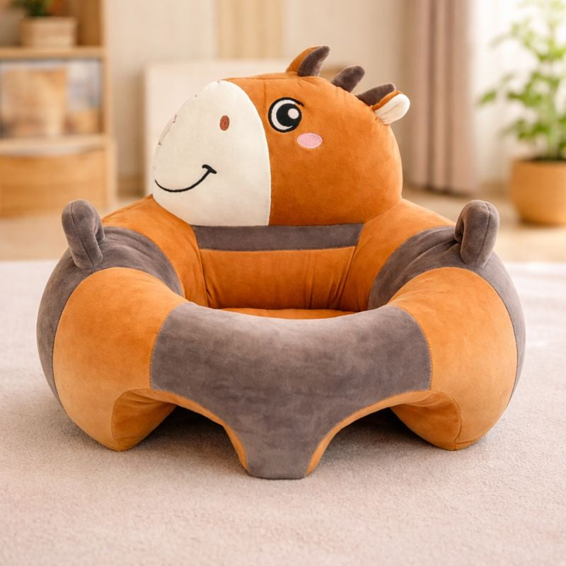 Baby Cow Sofa Seat – Brown & Grey Plush