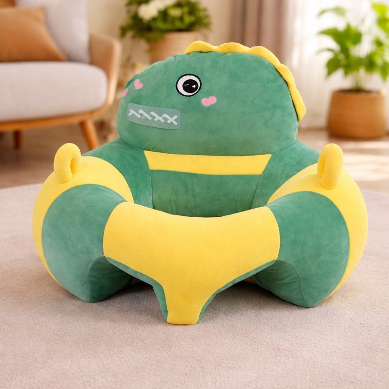 Baby Dino Sofa Seat – Green & Yellow Plush