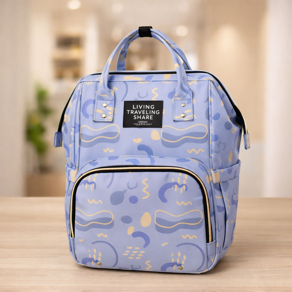 Printed Diaper Backpack – Large Capacity, Stylish & Comfortable Baby Bag