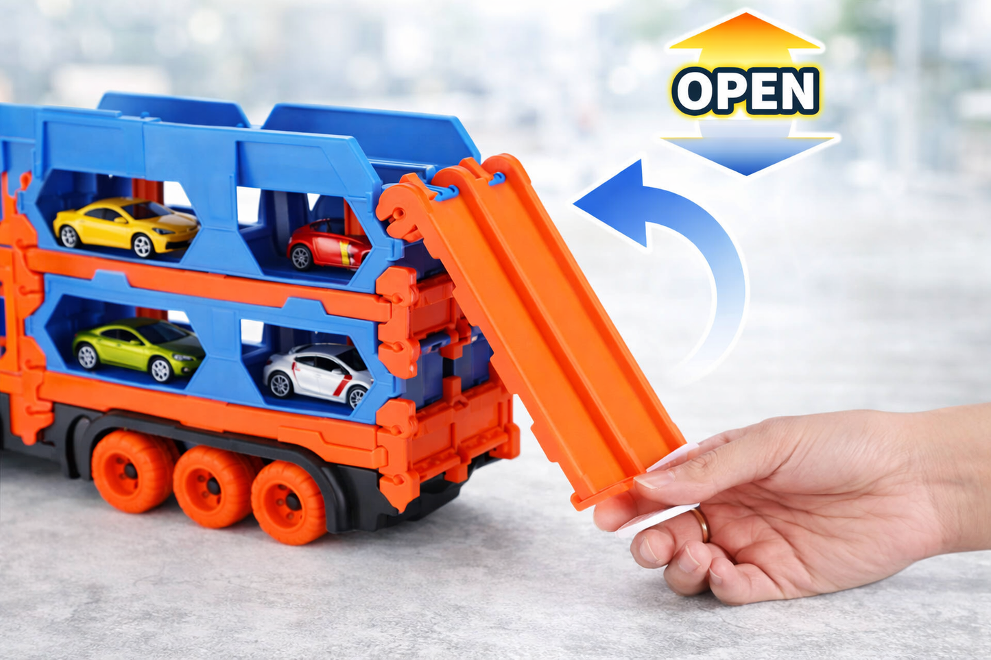 Kids Toy Car Carrier Truck Set with Mini Cars & Extendable Track