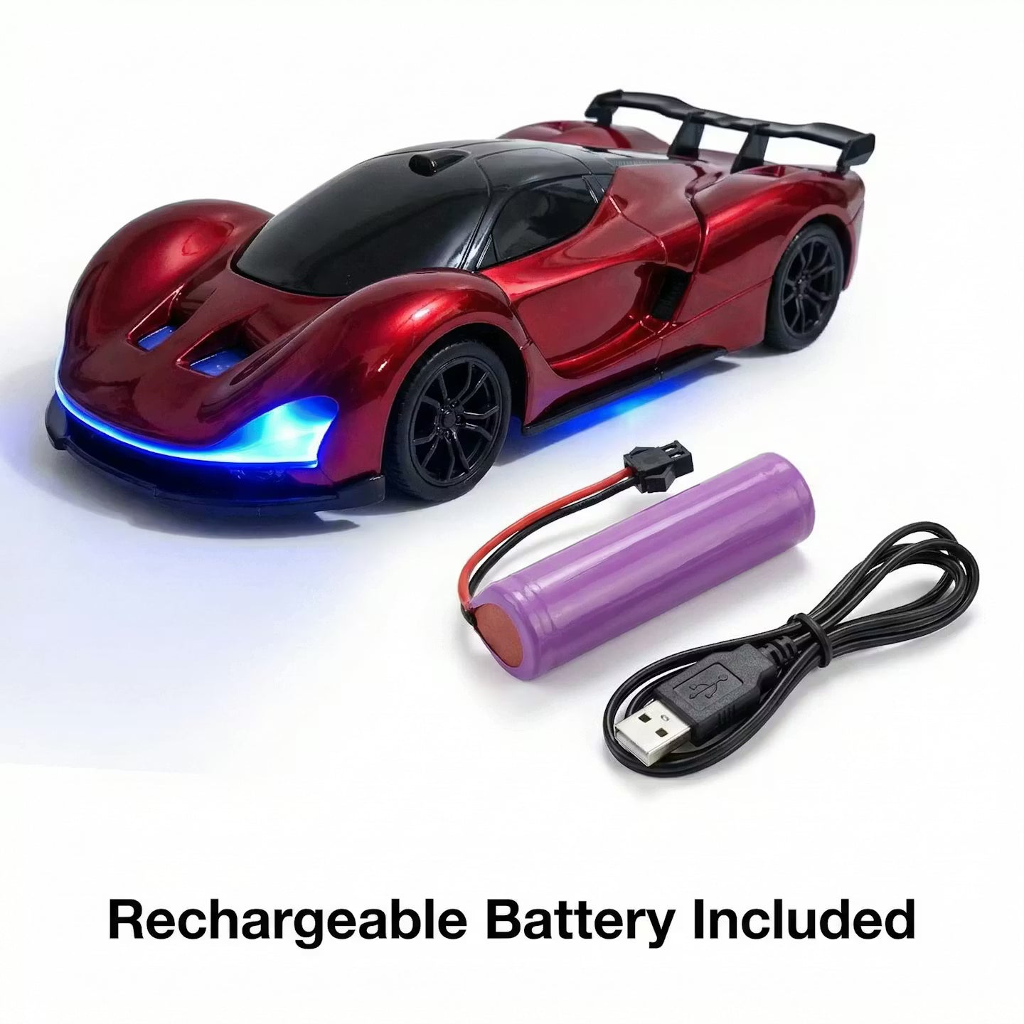 High-Speed RC Drift Car with LED Underglow & Racing Cones