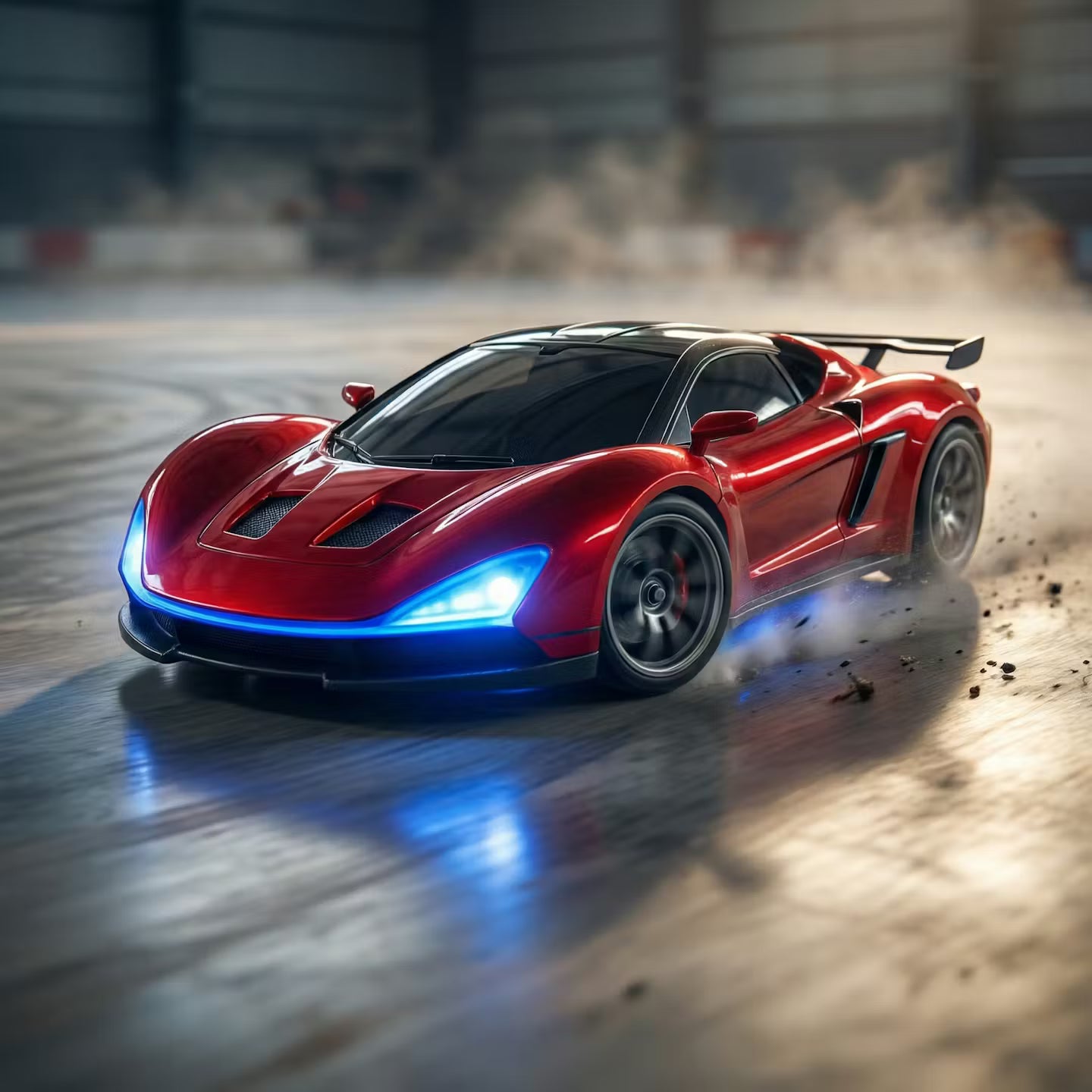 High-Speed RC Drift Car with LED Underglow & Racing Cones