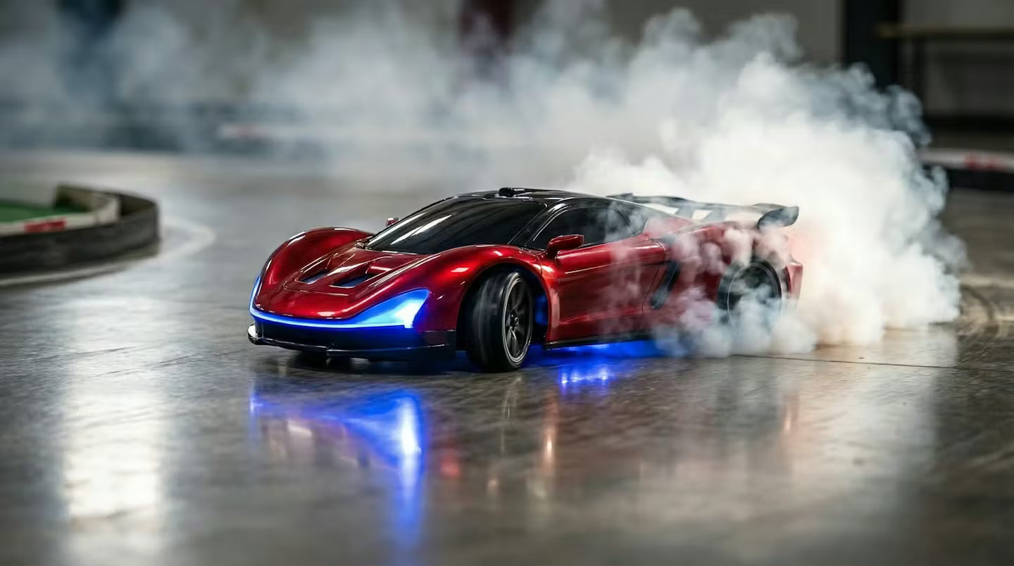 High-Speed RC Drift Car with LED Underglow & Racing Cones