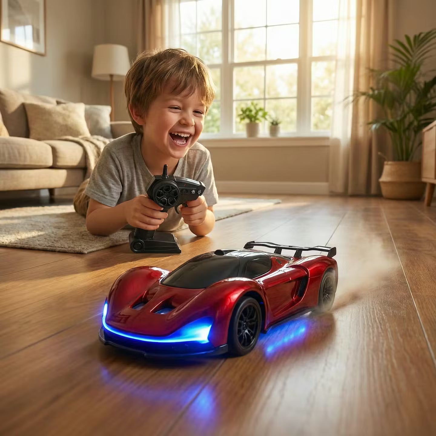 High-Speed RC Drift Car with LED Underglow & Racing Cones