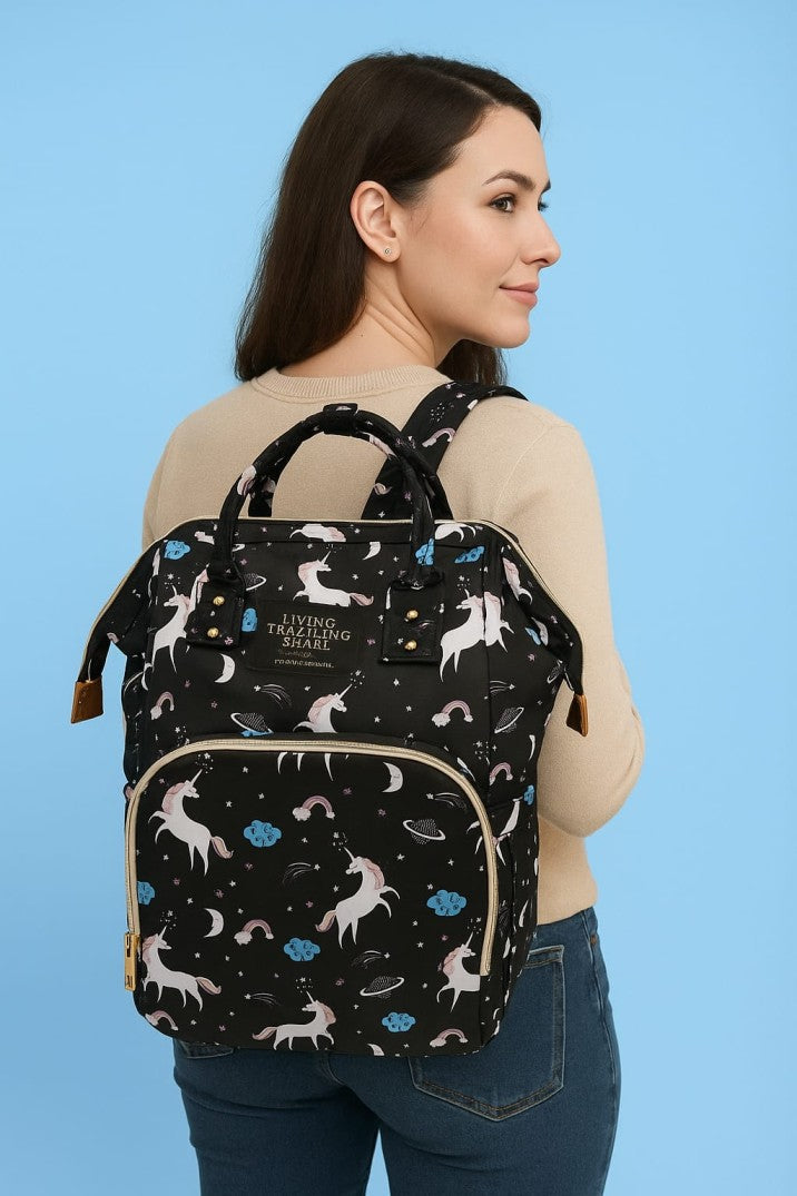 Printed Diaper Backpack – Large Capacity, Stylish & Comfortable Baby Bag