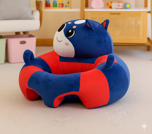 Baby Bear Sofa Seat – Blue & Red Plush