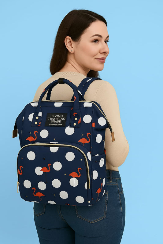 Printed Diaper Backpack Large Capacity, Stylish & Comfortable Baby Bag