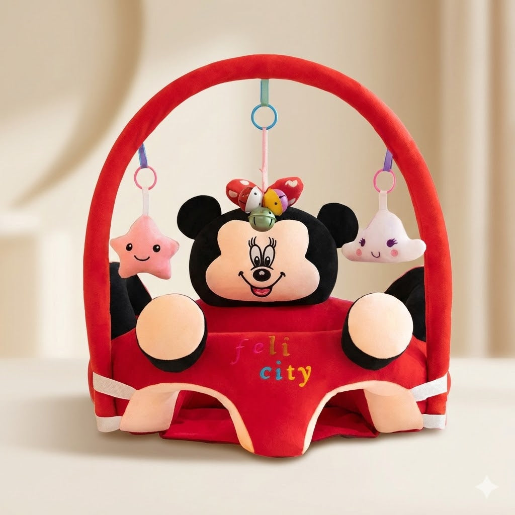 Baby Minnie Activity Sofa Seat – Red Plush with Hanging Toys
