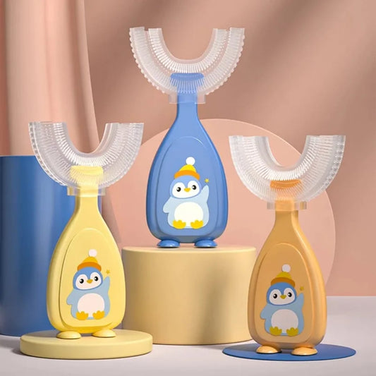 Penguin Pal U-Shaped Silicone Toothbrush for Toddlers & Kids – 360° Oral Care