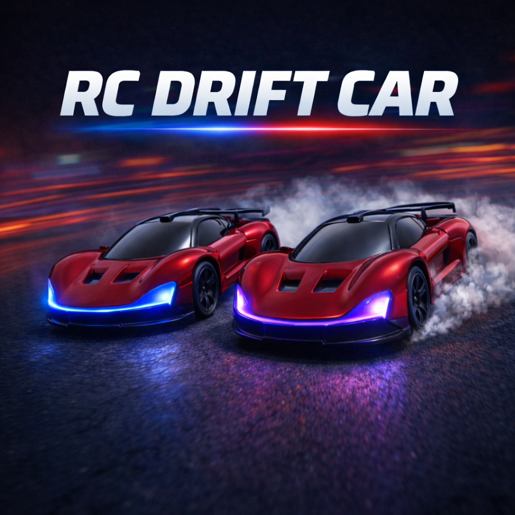 High-Speed RC Drift Car with LED Underglow & Racing Cones