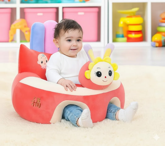 Baby Caterpillar Sofa Seat – Red & Cream Plush