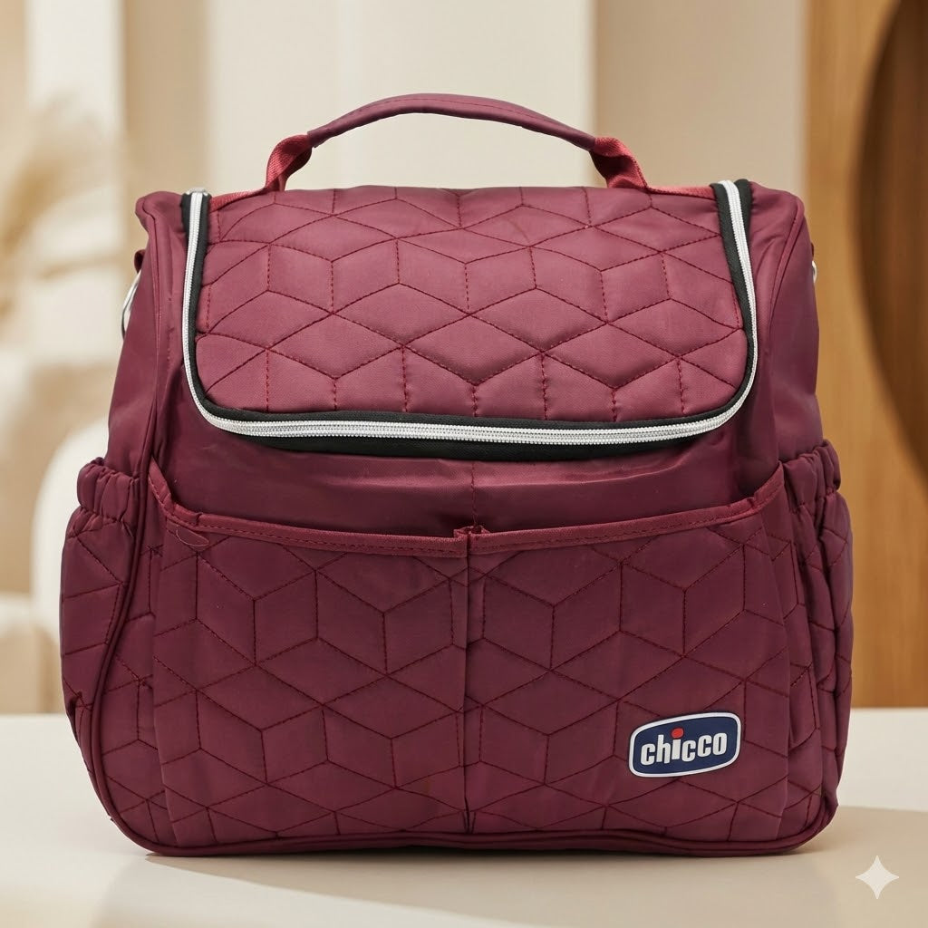 Chicco Quilted Baby Diaper Backpack – Stylish, Spacious & Practical for Parents